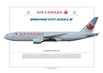  Printers on Aircraft Boeing 777 200 Livery Air Canada Print Size 42cm