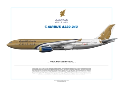  Printers on Aircraft Airbus A330 200 Livery Gulf Air Print Size 42cm